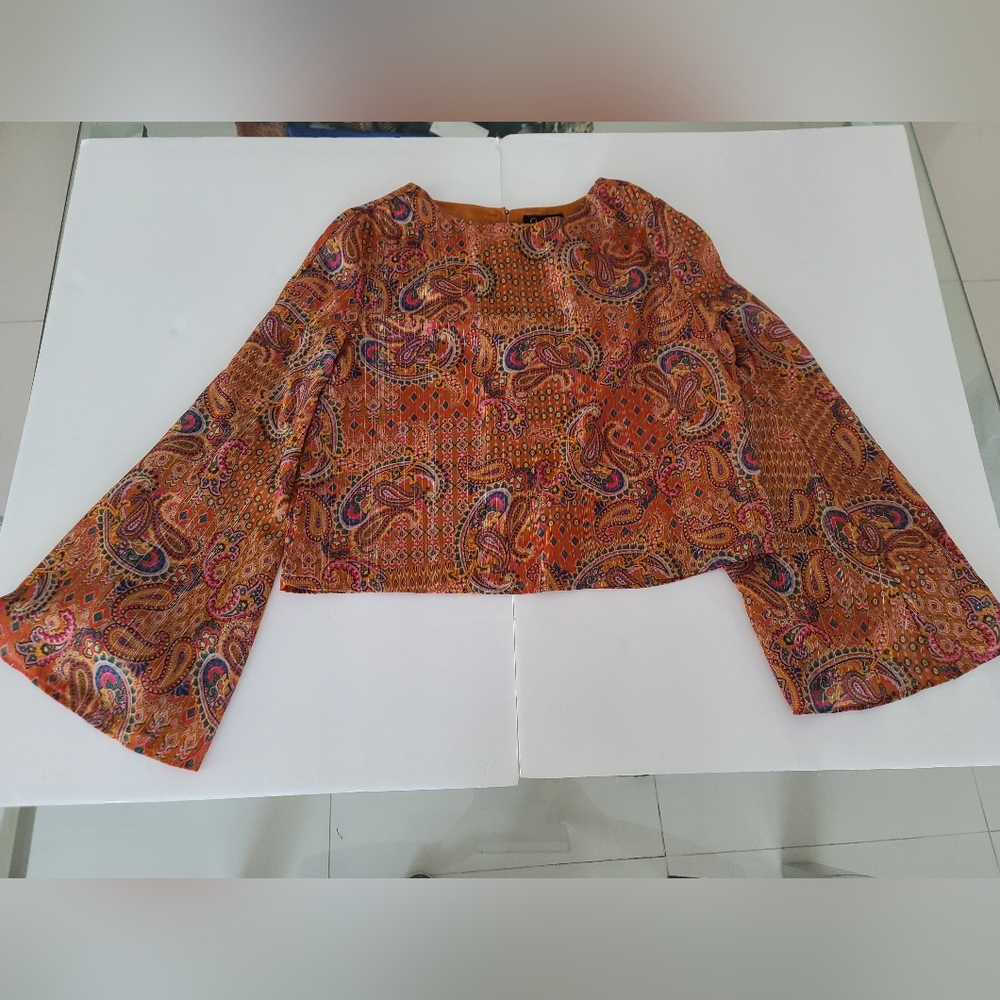 Jessica Simpson Monique Blouse Trumpet Sleeves Size XS (Juniors) - Picture 2 of 11